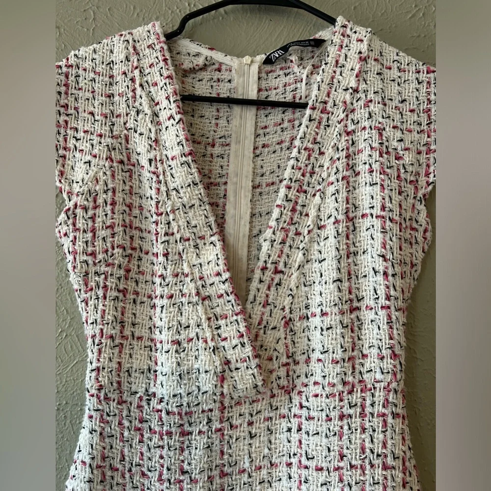Zara Mini Dress , color Cream/ black/ pink Size S - Picture 2 of 12